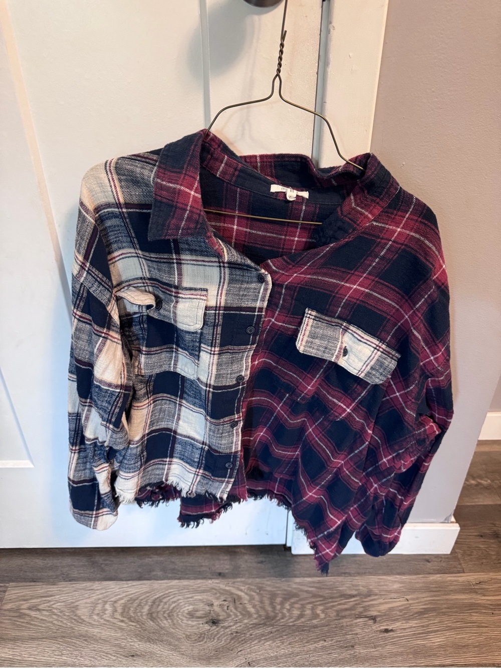 Maurices Navy & Burgundy Plaid Button-Up Shirt